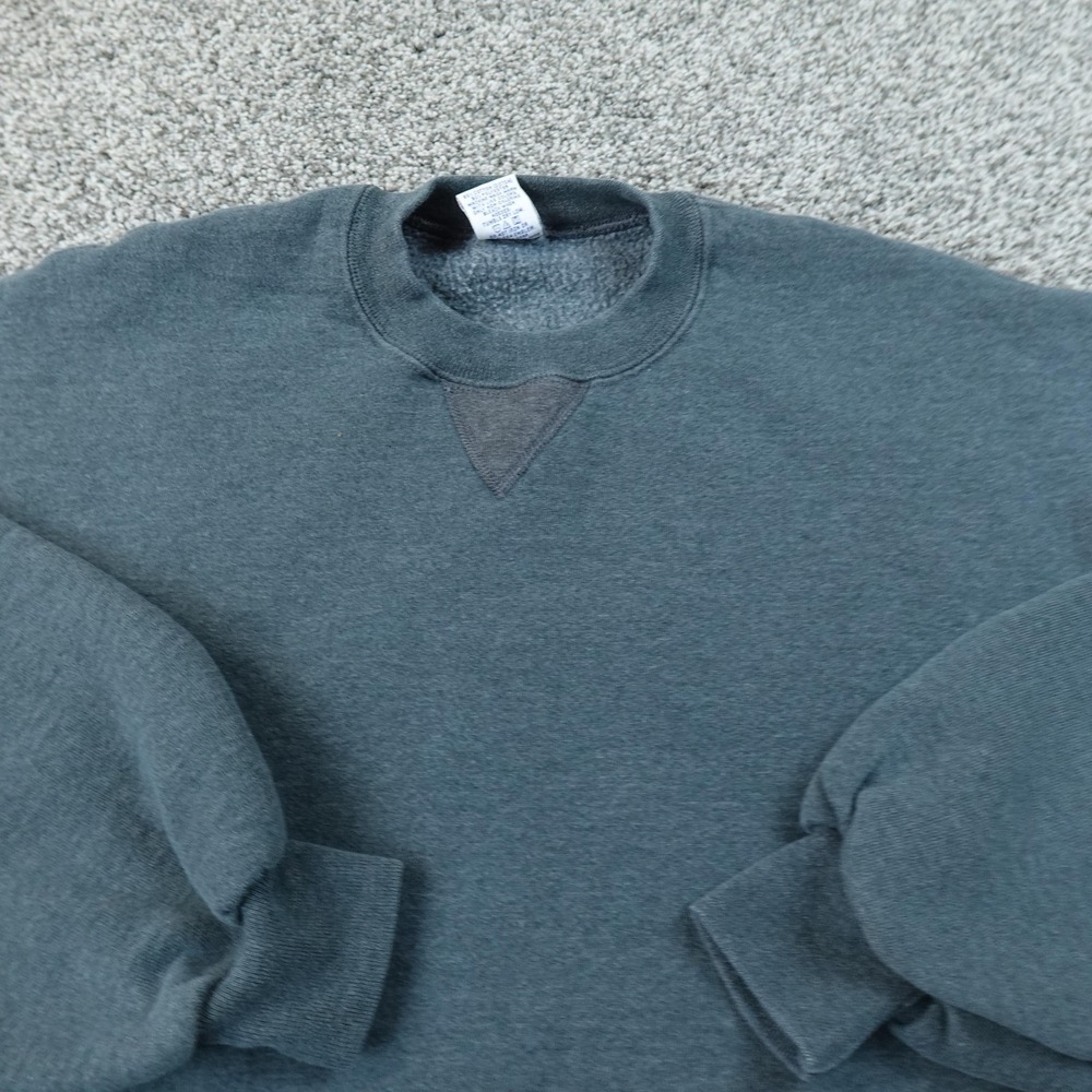 VTG Russell Athletic Sweatshirt Mens L Green Fleece Crewneck Pullover Blank USA